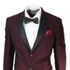 Burgundy Mens Suit 2 Pieces Jacket Pants Two Button Formal Wear Groom Man Suit Wedding Tuxedos Wear221F