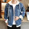 Herrjackor män denim jacka streetwear hip hop hooded jean manlig casual löst ytterkläder 2023 vår mode smal fit rock 230817