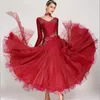 Portez des robes de danse de salon standard de la jupe de danse flamenco à manches longues de haute qualité.