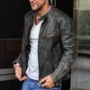 Herenjacks heren pu lederen jassen herfst casual motorfietsjack punkstijl faux lederen jassen rits zipper bovenkleding mannen kleding 230816