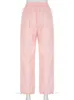 Pantalon femme WeiYao à lacets rose Cargo taille haute Y2k Streetwear côté rayure Baggy pantalons de survêtement femmes droite décontracté Style coréen