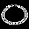 Hot 925 STERLING SILVER PLATED 9MM MEN'S FIGARO NECKLACE & BRACELETS SET JEWELRY