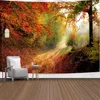 Tapisseries Tapisserie de forêt naturelle Hippie grand beau paysage arbre cascade tenture murale bohème Mandala tapisseries Art décoration murale