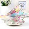 Mugs Export level high quality European style flower pigmented coffee sets bone China ceramic tea cups with dish 230818