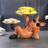 Dekorativa föremål Figurer Fast Dog Butler med Tray Harts Statue Home Decor French Bulldog Live Room Table Ornaments Sculpture Gift 230817