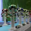 Dekorative Blumen künstliche Seidenrosenlilieblume mit römischen Säulen für Einkaufszentren Open Celebration Säule Vorräte 4 Sets/Los