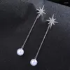 Kolczyki Dangle Masowe biżuteria cyrkon gwiazda Snowflake imitacja Perl Drope Earring dla kobiet długi łańcuch akrylowe akcesoria hurtowe