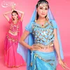 Bühnenbekleidung 4pcs/Set Belly Dance Kleid (Rock -Top -Gürtel -Schleier für Kopf) Frauen Tanz Performance Mädchen 6 Farben