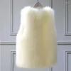 Grand manteau d'hiver en fourrure pour femmes pour femmes en coton et gilet chaud amincissant Imitation gilet épaules plus épaisses