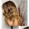 Lace Wigs Ombre Wavy Front Human Hair With Baby 360 Frontal Honey Brown Glueless Silk Top Fl For Women Drop Delivery Products Dhsjo