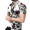 Chemises décontractées pour hommes Hawaiian Fashion Mens Mens Beach Bouth Down Down Sleeve Floral