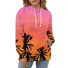 Dames hoodies zomer zonsondergang casual abstracte kunst print elegante losse hoodie lange mouw straatmode oversized sweatshirts met capuchon