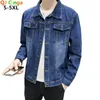 Mensjackor Blue Single Breasted Lapel Denim Jacket Fashion Cous Black Black Green Red Jaqueta Autumn Men Ytterkläder 5x 230817