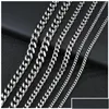 Chains M 5Mm Stainless Steel Cuban Link Gold Chain Necklace For Women Men Hip Hop Titanium Choker Fashion Jewelry Gift Drop Delivery N Dhpgl