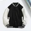Men's Jackets Stand Collar Jacket Streetwear Baseball Stylish Contrast Color Coats With Elastic Cuffs Collars For Spring