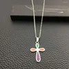 Pendant Necklaces Cross Amulet Stainless Steel Necklace Imitation Multicolor Natural Stone Pendants Fashion Jewelry Gift YP8903