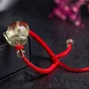 Strand Crystal Natural Topaz Armband Woven Hand Ornament Buddhist Beads String smycken för män och kvinnor par