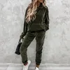 Damen zweisteuelhafte Hosen Sweatshirt Frauen 2 Stück Set Tracksuit Solid Color Long Sleeve Kapuzenpullover Leggings Bleistiftanzüge Mode Mode Mode