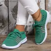 Dress Shoes Mesh Cut Out Breathable Sneakers Women Mix Color Knit Lace Up Flats Shoes Woman Casual Non-Slip Tennis Walking Shoes Super Size T230818