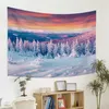 Tapestries Snow Forest Tapestry Trees in Snowy Jungle Wall Hanging Blanket Winter Scenery Tapestries for Bedroom Living Room Wall Decor