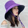 Bérets Fashion Casual Sun Bucket Hat large bord pliable Anti-UV Fisherman plat CAP SUMME FEMME FEMME PANAMA