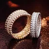 Explosive 18k Platinum Full Diamond Mosang Stone Pairing Diamond Ring Couple Ring Light Luxury Polyvalent