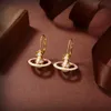 Woman Stud Designer Earrings Gold Hoop Earing Vivian Orecchini Luxury Women Saturn Pearl Earings Westwood jewelry 8255