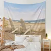 Tapestries Ins Sea Beach Tapestry Hippie vägg hängande tryckt tunn tyg återfodringsblomma tapetries takvägg dekoration bakgrund r230817