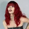 Pelucas sintéticas NAMM Pelera sintética para mujeres con flequillo Halloween Cosplay Wig Water Wine Cabello rojo Cabello resistente al calor Natural Pelucas onduladas HKD230818