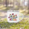 Tasses maman fleur imprimement tasse créative en émail boissons tasse de café tasse de camping tasse de camping vintage