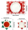 Christmas Placemats Set filtbordplats Mattor Set Snowflake Place Mats och Felt Coasters Festival Table Decorations for Christmas Holiday Home Party Red