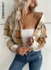 Femmes Vestes JIM NORA Femmes Épais Chemises À Carreaux Hiver Chaud Boutons Blouses Tops Chemise Décontractée Veste Femme Vêtements Manteau Outwear Mode 230818