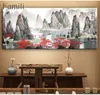 Gemälde Chinesische Landschaftscleinwand Gemälde rote Ahorn und Bootsbilder Vintage Home Decorative auf der Wandkunst für Wohnzimmer 230817