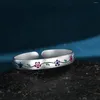 Бругл сгорел синий винтажный эмалевой браслет женский Cloisonne Open Peach Blossom Silver в качестве подарка на день рождения для мамы