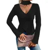 Women's Sweaters 2023 Bottoming Shirt Women Hollowed-out Sweater Criss-Cross Halter Top Long-sleeved Sexy Irregular Pullovers Solid