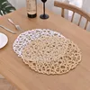 Tableaux de table coussins de chaleur Isolation Placemats Hollow Mat rond Round Rattan Placemat Pads Dingel Varelle Course Course Home Table Décoration Cuisine Restaurant Supplies