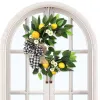 Decorative Flowers Wreaths With Artificial Lemons Fake Floral Ring Wreath Little Daisy Spring Summer Simulation Front Door Decor ZZ