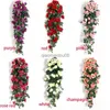 Fiori decorativi ghirlande fiore artificiale rattan pianta finta decorazione di vite muro appeso rose accessori per matrimoni per la casa ghirlanda fiore finto hkd230818