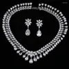 Collier Boucles d'oreilles Set Uilz Luxury Water Drop Bijoux pour femmes Shinny White Cubic Zircon Ensemble accessoires de mariage nuptiale