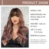 Syntetiska peruker rosa brunt ombre peruk kvinnor peruk med lugg lång vågig peruk daglig fest cosplay lolita värmemotentisk syntetiskt naturligt falskt hår HKD230818