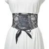 Belts Wide Girdle Belt For Women See-through Embroidery Lace Adjustable Corset Sweet Elastic Lace-up Back Buttons