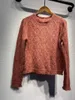 Damenpullover Wolle gemischt Hohlauskörpergestricker Sweater für lange Ärmel schlanker verdrehter Häkelstrickpullover Tops 2023 Frühes Autum