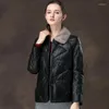 Women's Leather Jacket Natural Collar Genuine Down Women Winter White Duck Real Sheepskin Coat F2023