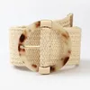 Belts 1PC Fake Straw Knitted Round Square Buckle Waistband Women Braid Belt Breathable Hollow Elastic Decorative Wide Woven