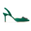 Hausschuhe Camelia Kristall verzierte runde Zehen Sandalen Stiletto-Absatz Damen Luxus Designer Abendkleid Party Schuhe Knöchelriemen