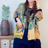 Damesbreien vrouwen breien jassen herfst winter vintage print losse zakken v-neck kraag vrouwelijk tij mink fluwelen truien wild 23