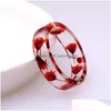 Band Rings Fashion Dried Flowers Cute Transparent Resin Ring For Women Girls Romantic Gifts Party Handmade Jewelry Drop Delivery Dhiu8