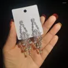 Dangle Earrings S925 Silver Needle Star With The Same Temperament Was Thin And Long Tassel Heavy Industry Zircon Pearl Fashion