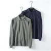 Chandails pour hommes de haute qualité Polo Solid Sweat-shirt en coton à manches longues Pullor de revers décontracté.