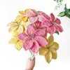装飾的な花の花輪かぎ針編みの小さなユリの花束家屋のテーブルテーブル装飾のための人工手編の贈り物Vaseフラワーアレンジメントhkd230818